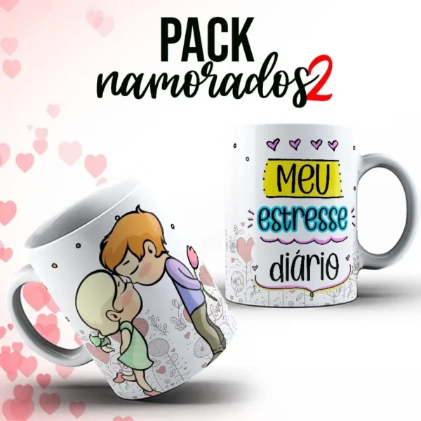 Dia dos Namorados Arte para Caneca - Download Digital