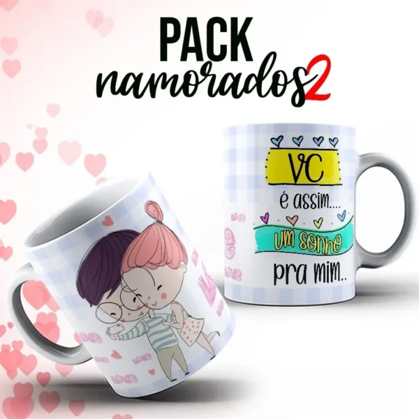 Dia dos Namorados Arte para Caneca - Download Digital
