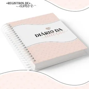 DIÁRIO DA ADOÇÃO - SALMÃO - ARQUIVO DIGITAL 12 Caderno com capa rosa estampada de corações brancos e texto centralizado.