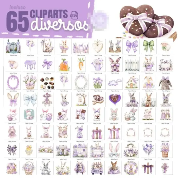 Elementos Digitais Pascoa Lilas Em Png Para Crafters E Designers 2