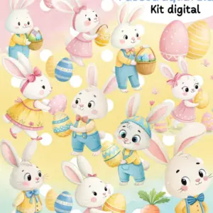 Elementos Png Coelhinhos Pascoa Aquarela Para Arte Digital