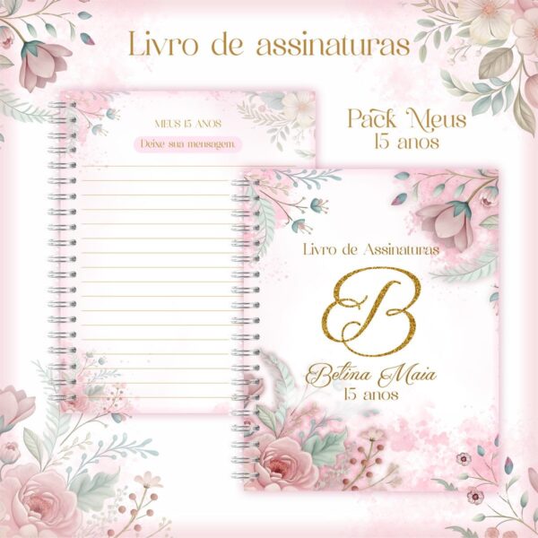 Encadernação 15 Anos Debutante Floral - Arquivo Digital