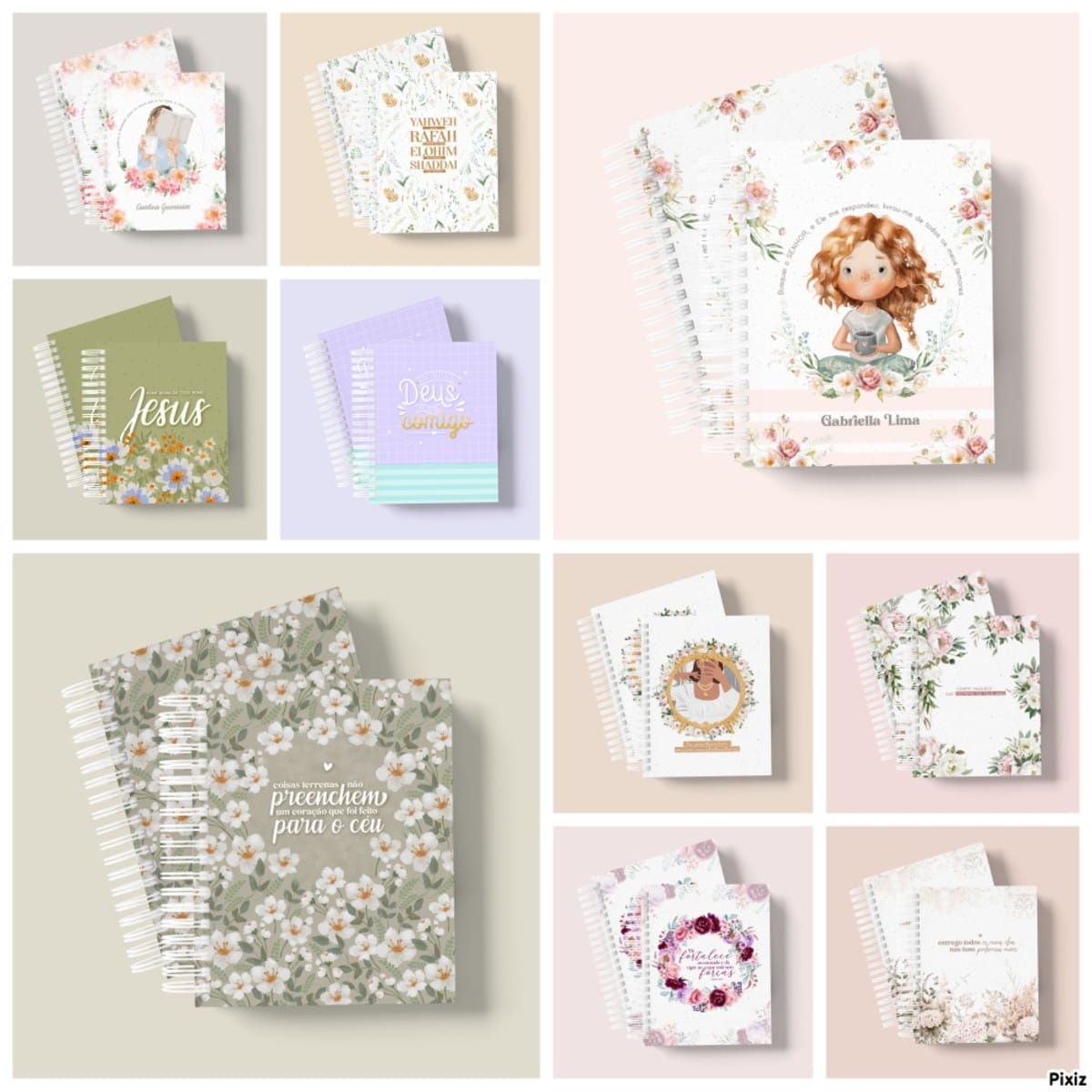 Kit de Encadernação Cristã Feminina com Capas e Miolos 1 Kit de Encadernação Cristã Feminina com Capas e Miolos