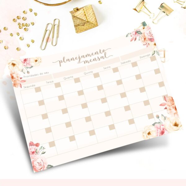 Encadernação Digital Desk Planner Floral