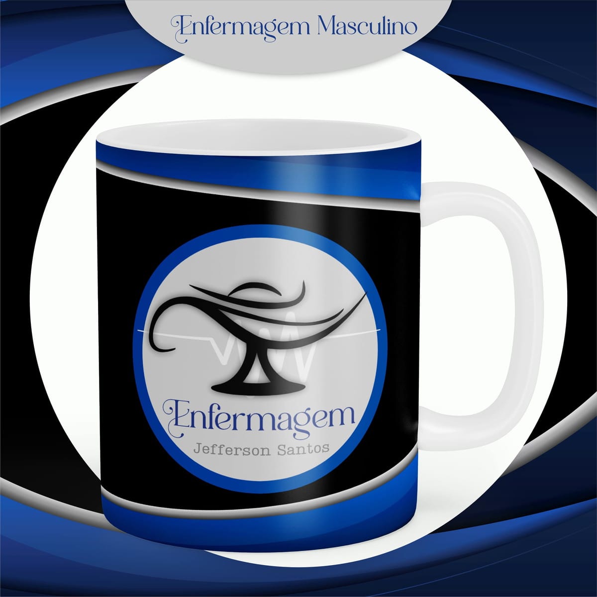 Kit Digital Enfermagem Masculina para Encadernação 2 Arte digital para enfermagem masculina, com símbolo de lâmpada e texto.
