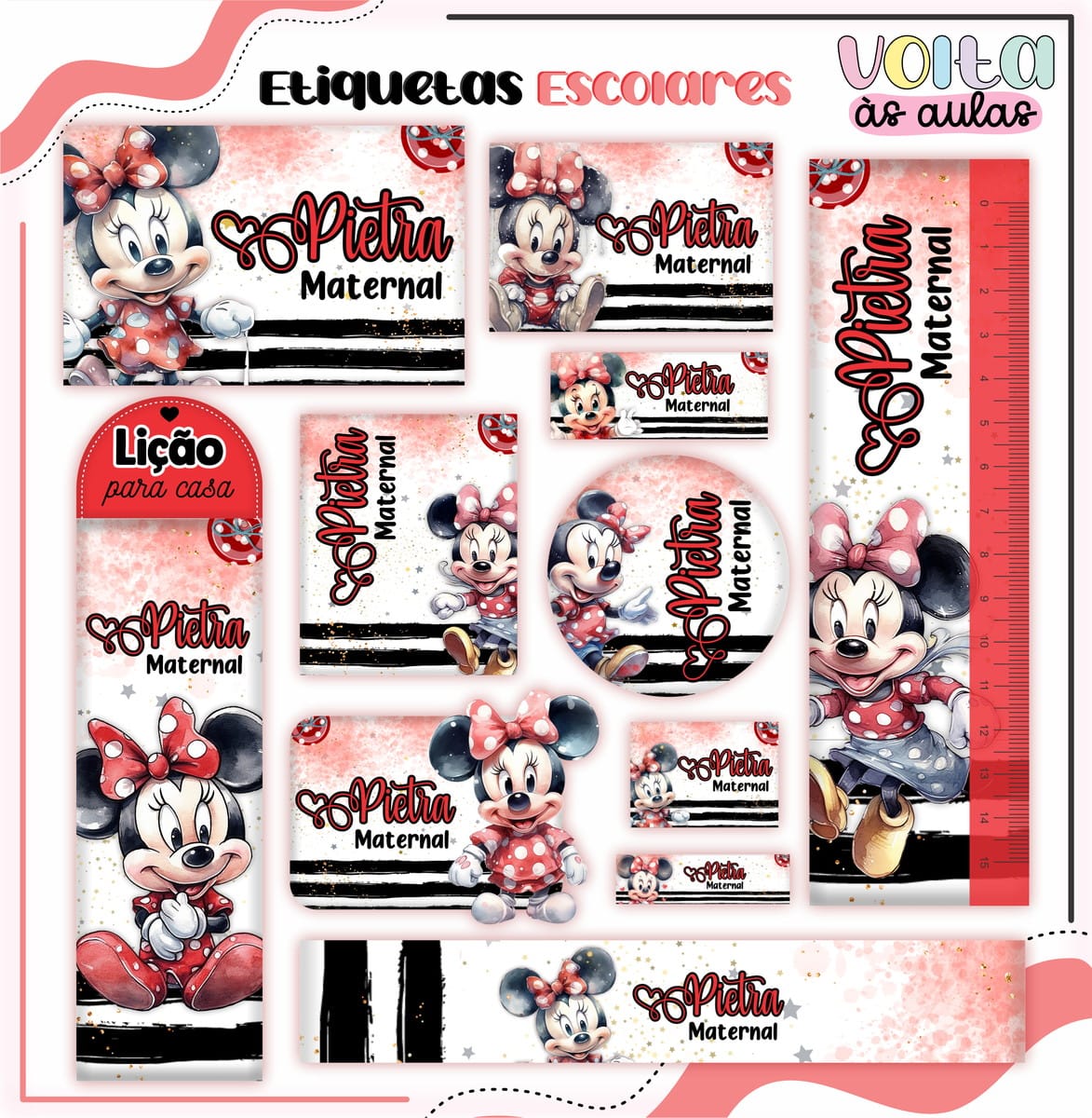 Kit Digital Encadernação Escolar Minnie Vermelha para Baixar 2 Kit Digital Encadernação Escolar Minnie Vermelha para Baixar - Imagem 2