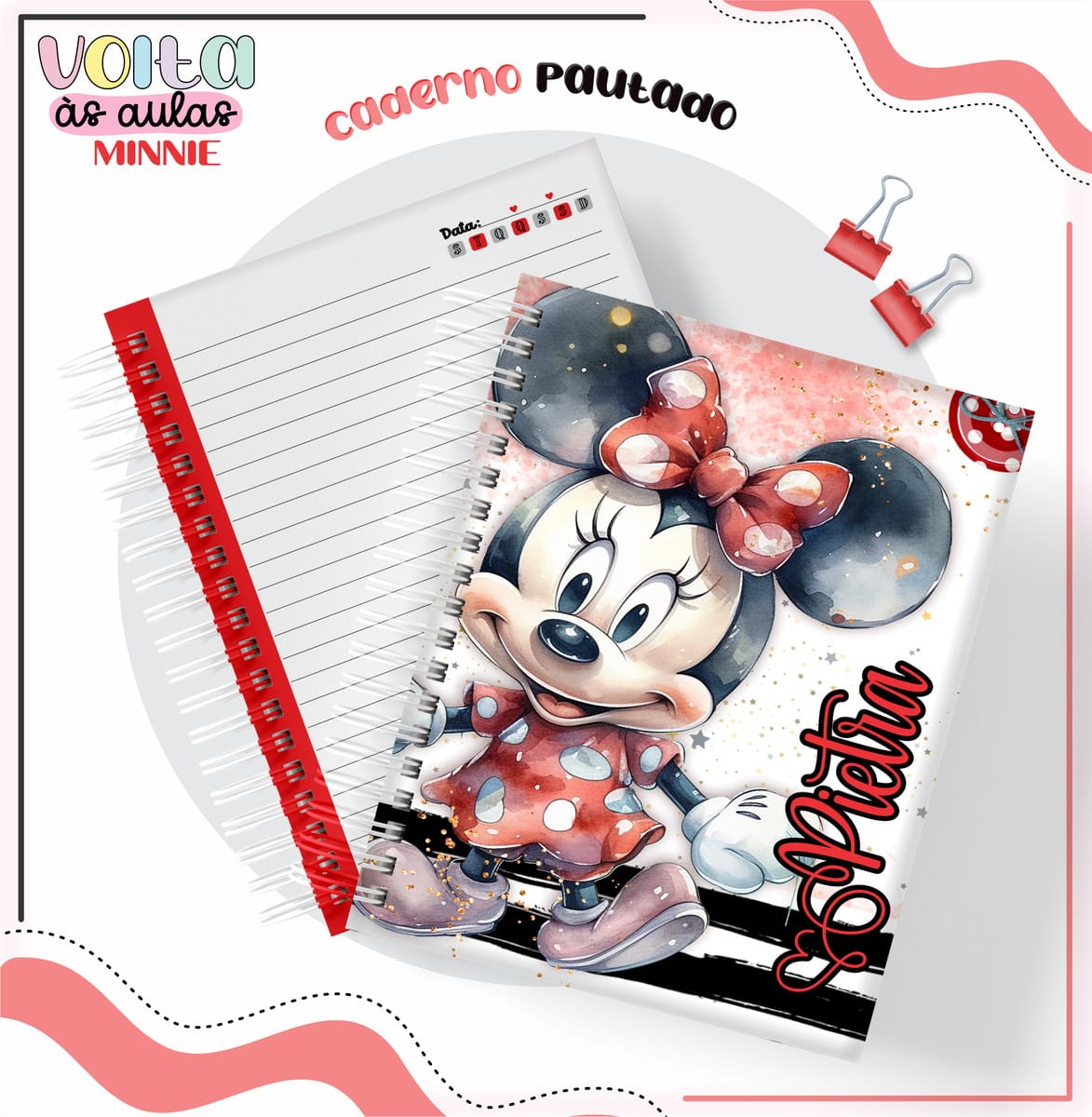 Kit Digital Encadernação Escolar Minnie Vermelha para Baixar 3 Kit Digital Encadernação Escolar Minnie Vermelha para Baixar - Imagem 3
