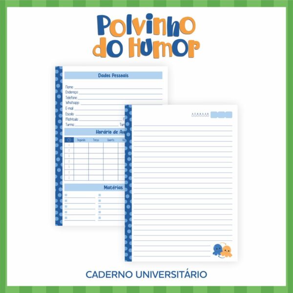 Encadernação Escolar Polvo do Humor Menino - Arquivo Digital