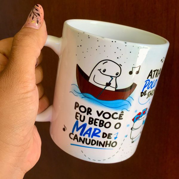 Estampa Caneca Flork Por Você Eu Bebo O Mar De Canudinho