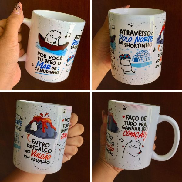 Estampa Caneca Flork Por Você Eu Bebo O Mar De Canudinho