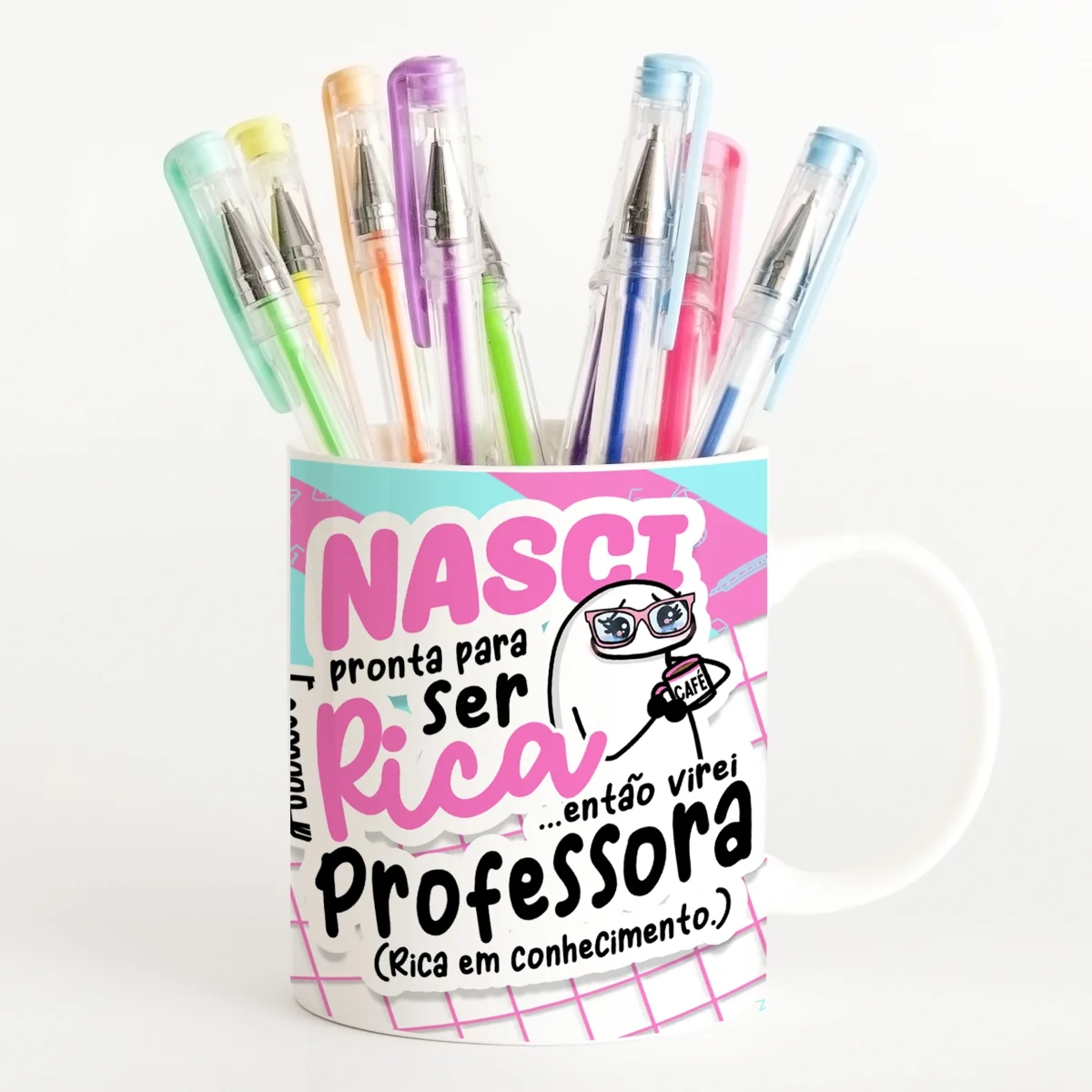 Estampa Caneca Nasci Pronto Para Ser Rico Flork Professor