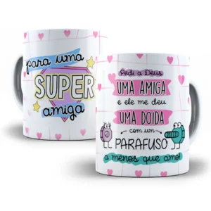 Estampa Caneca Para Amiga Com Coração e Estrelas