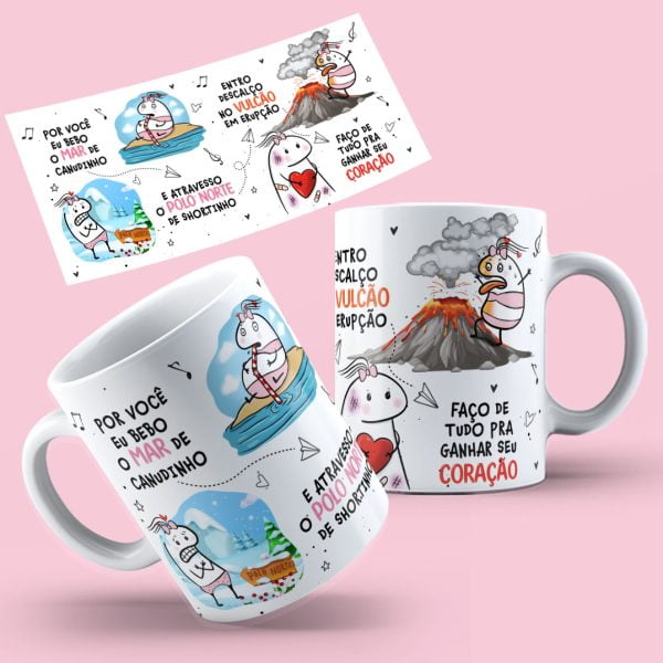 Estampa Caneca Por Você Eu Bebo O Mar De Canudinho Flork