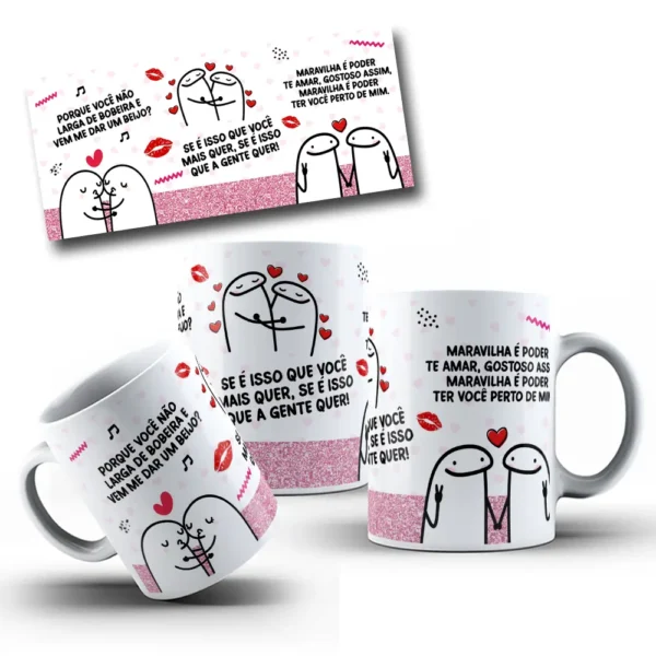 Estampa para Caneca: Por Que Não Vem Me Beijar?