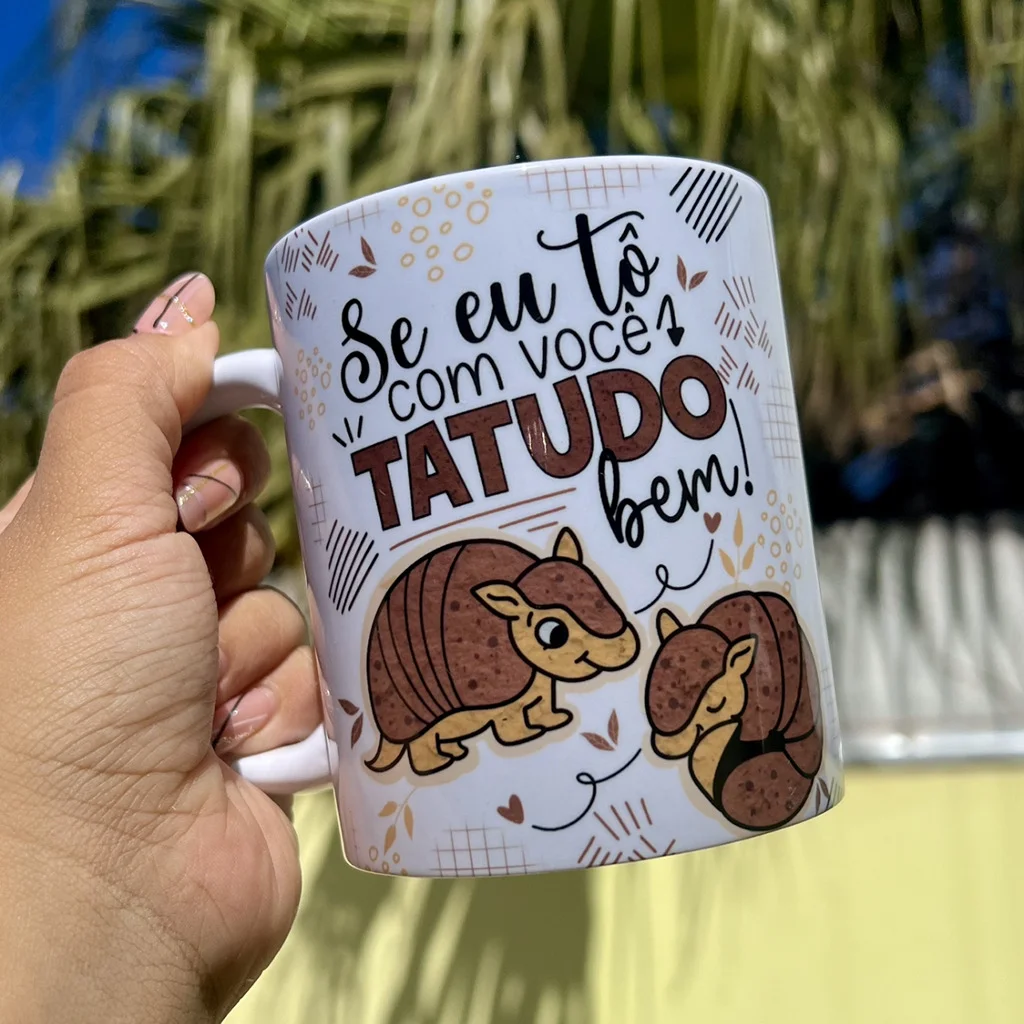 Estampa Sublimação Caneca Flork Namorados Frases Ilustrações