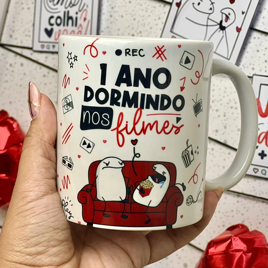 Estampa Sublimação Caneca Flork Namorados Frases Ilustrações