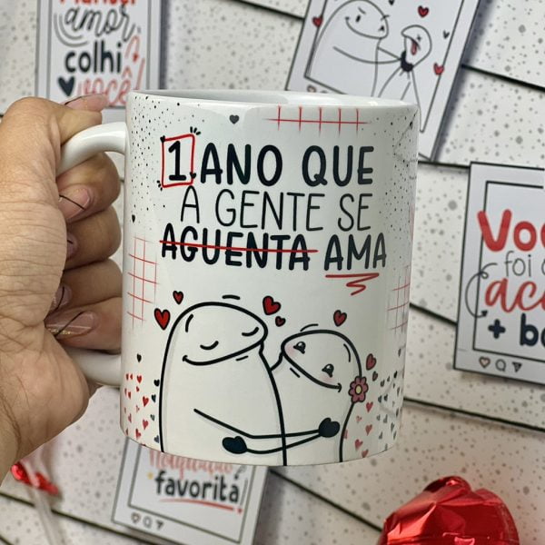 Estampa Sublimação Caneca Flork Namorados Frases Ilustrações