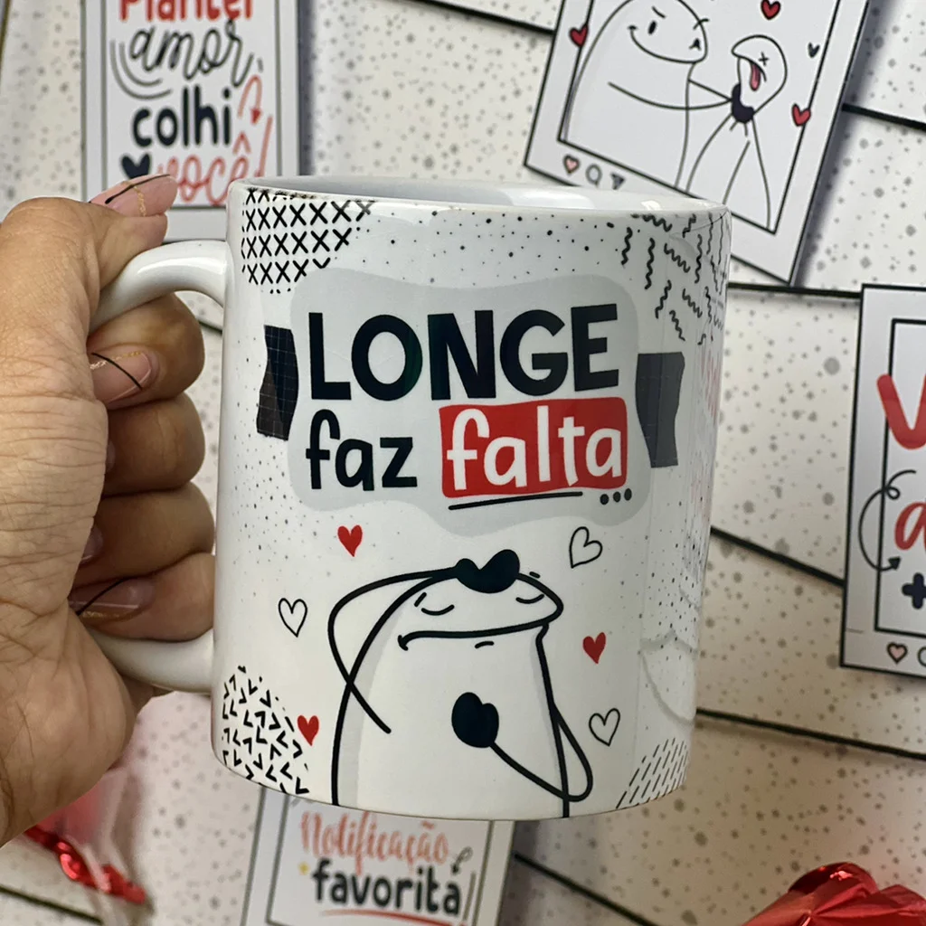 Estampa Sublimação Caneca Flork Namorados Frases Ilustrações