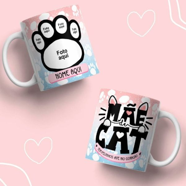 Estampas Caneca Dia das Mães Autismo Pet Cachorro Gato Png