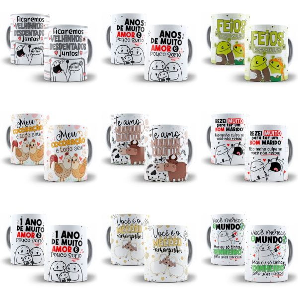 Estampas Caneca Namorados Flork Meme Frases Casal Engraçadas