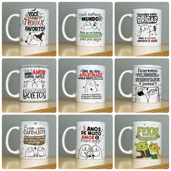 Estampas Caneca Namorados Flork Meme Frases Casal Engraçadas