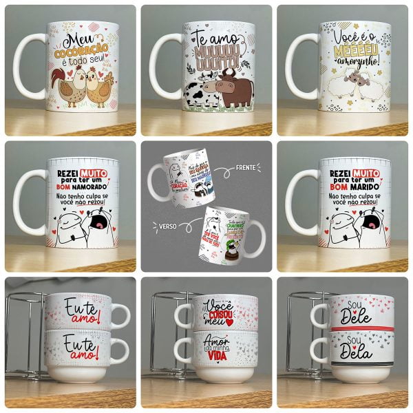 Estampas Caneca Namorados Flork Meme Frases Casal Engraçadas