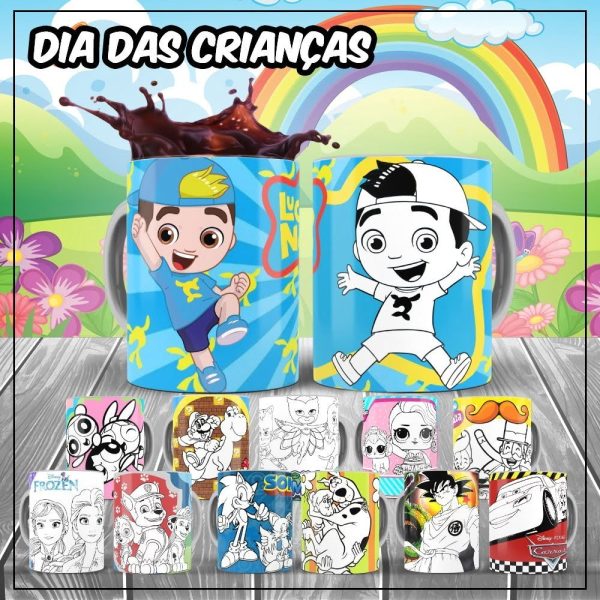 Estampas Caneca Personagens Desenhos P Colorir Infantil Png