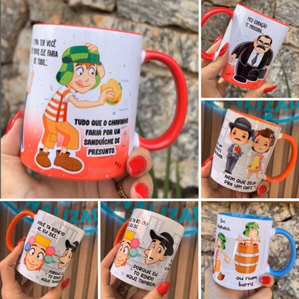 Estampas Caneca Turma do Chaves Frases Editável Em Corel