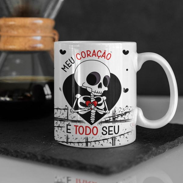 Estampas Caveiras Namorados Sublimação Caneca Camiseta Jpg