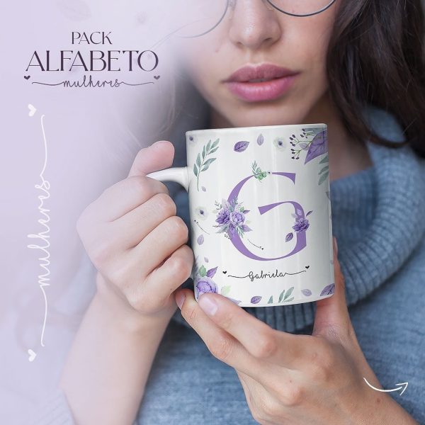 Estampas Sublimação Caneca Dia Da Mulher Alfabeto Floral Png