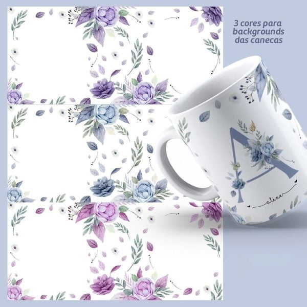 Estampas Sublimação Caneca Dia Da Mulher Alfabeto Floral Png