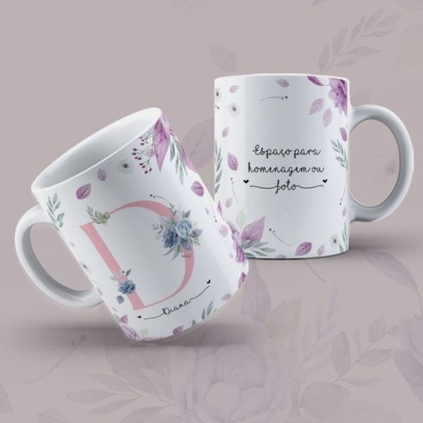 Estampas Sublimação Caneca Dia Da Mulher Alfabeto Floral Png