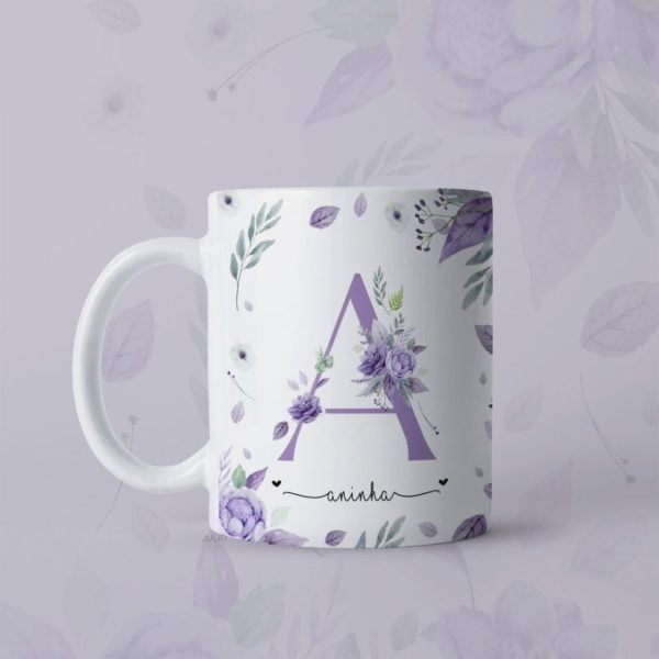 Estampas Sublimação Caneca Dia Da Mulher Alfabeto Floral Png