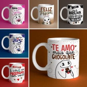 Estampas Sublimação Caneca Páscoa Floks Frases Chocolate