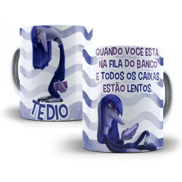 Estapmas Caneca Divertida-Mente 2 Frases Memes Emoções