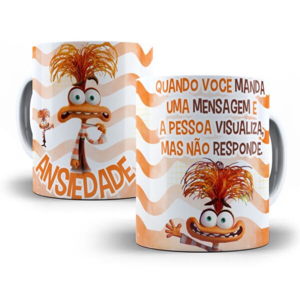 Estapmas Caneca Divertida-Mente 2 Frases Memes Emoções