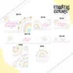 Etiqueta Escolar Arco Iris Clarinho- Arquivo Digital