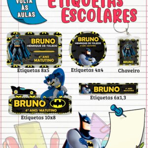 Etiqueta Escolar Batman - Arquivo Digital