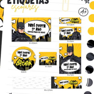 etiqueta escolar batman preto arquivo digital