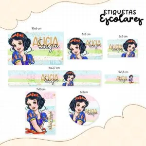 Etiqueta Escolar Branca de Neve - Arquivo Digital 12 Etiqueta Escolar Branca de Neve - Arquivo Digital