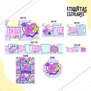 Etiqueta Escolar Cute Teen - Arquivo Digital
