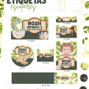 Etiqueta Escolar Dinossauro Arquivo Digital para Imprimir 19 etiqueta escolar dino arquivo digital 1
