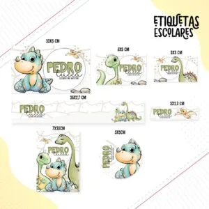 Etiqueta Escolar Dino Menino - Arquivo Digital