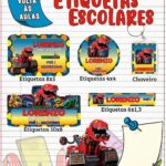 Etiqueta Escolar Dinotrux - Arquivo Digital
