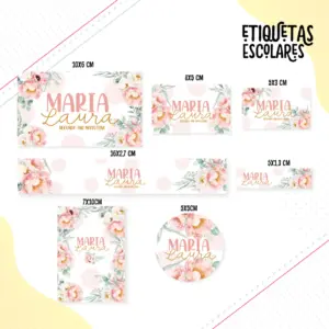 Etiqueta Escolar Floral Kids - Arquivo Digital