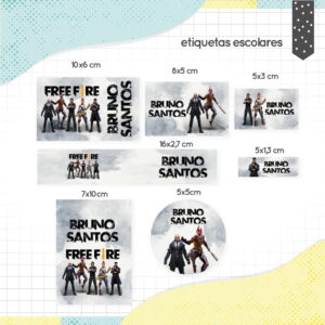 etiqueta escolar free fire arquivo digital