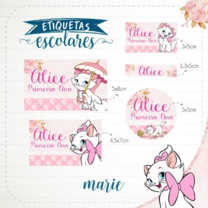 Etiqueta Escolar Gatinha Marie - Arquivo Digital