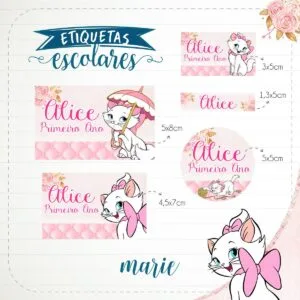 Etiqueta Escolar Gatinha Marie - Arquivo Digital 5 Etiqueta Escolar Gatinha Marie - Arquivo Digital