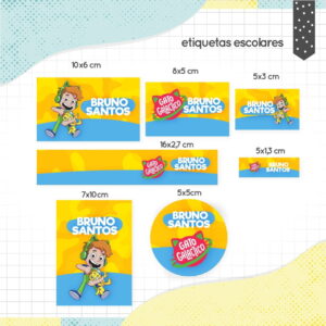 Etiqueta Escolar Gato Galáctico para volta às aulas 18 etiqueta escolar gato galactico arquivo digital