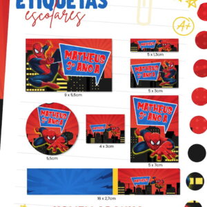 etiqueta escolar homem aranha menino arquivo digital